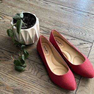 Coach and Four Melina Shimmery Ballet Flats in Red